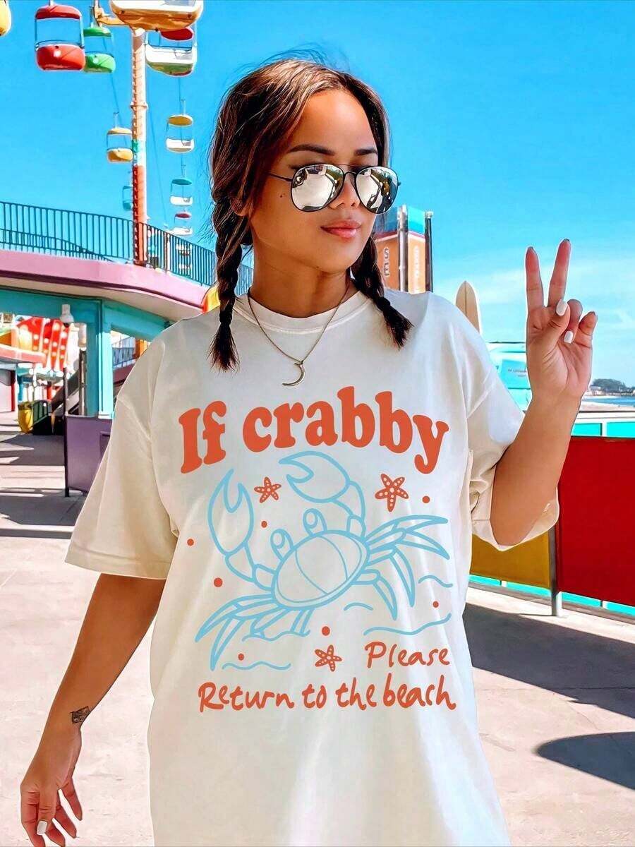 SXV 00% Cotton-If Crabby Return To The Beach Vacation Shirt Cute