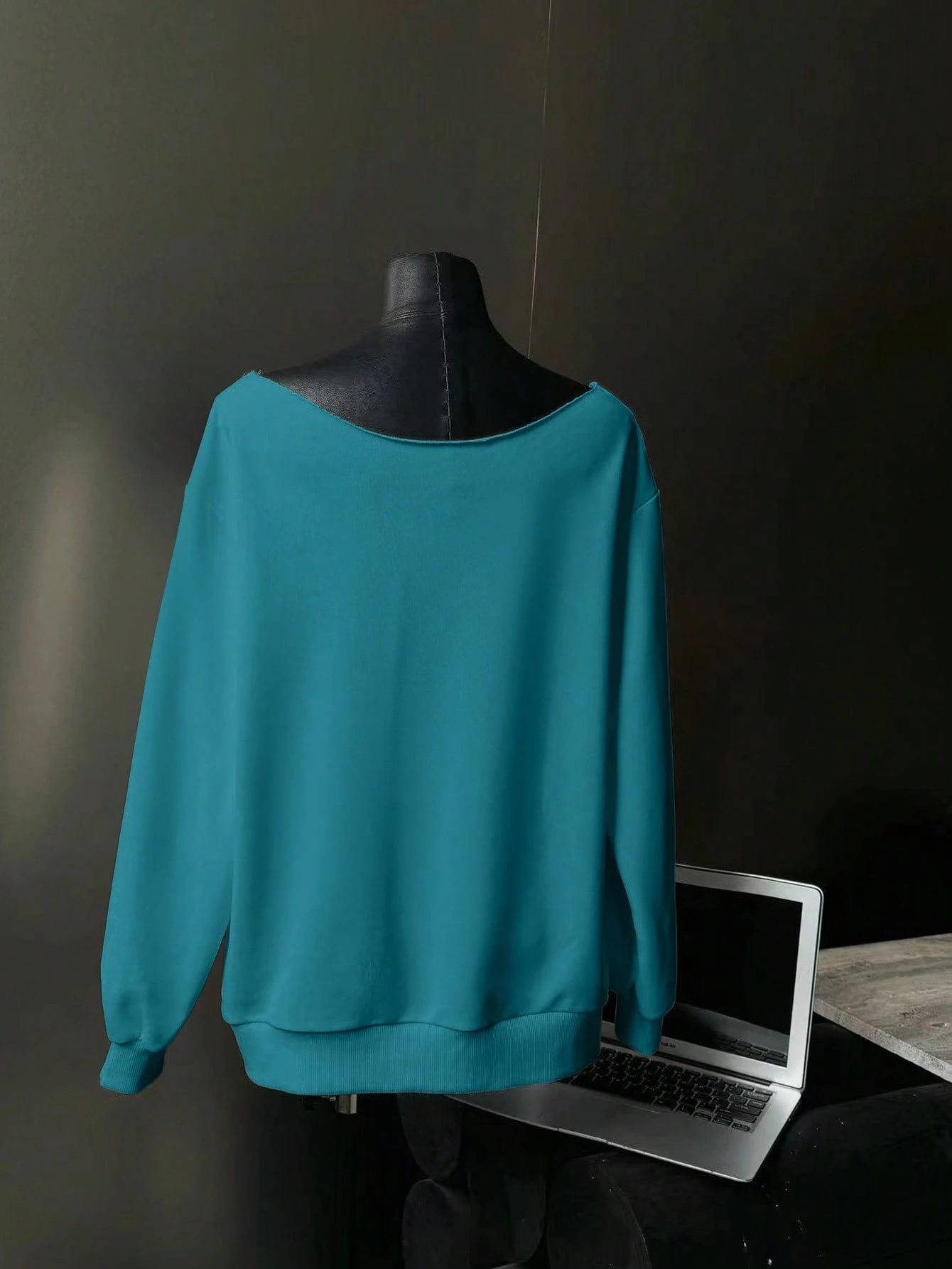 SXV Women's Autumn Open Shoulder Red Oversized Sweatshirt