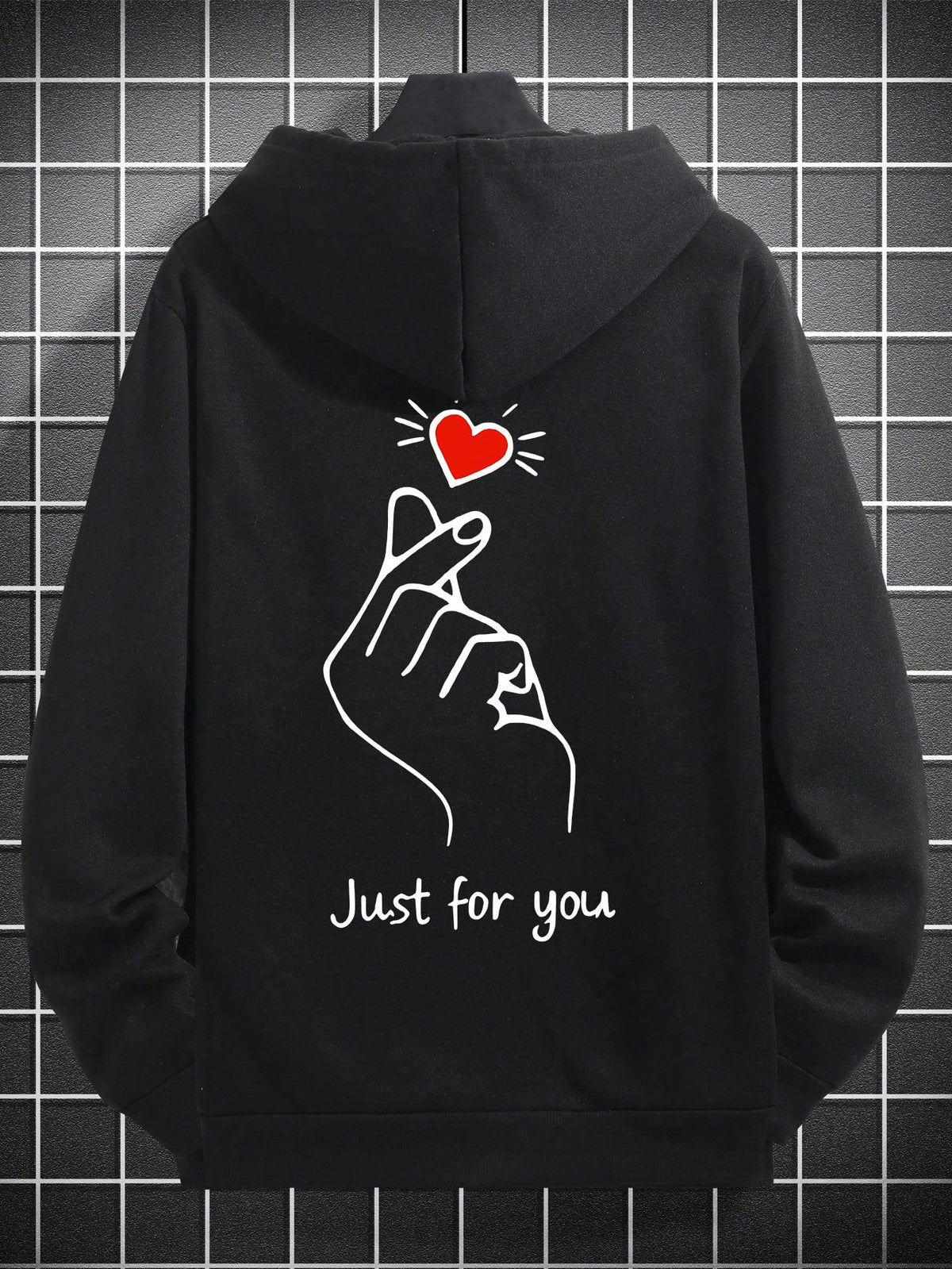 SXV Winter Unisex Street Fashion Couple Heart Print Fleece Hoodie