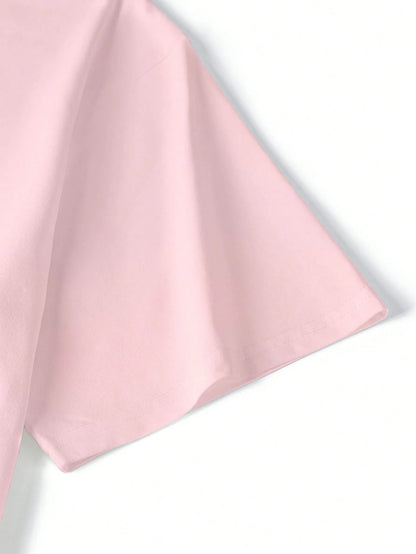 SXV No Risk No Story Casual Fashionable Street Slogan Print Dropped Shoulder Loose Breathable Short Sleeve T-Shirt