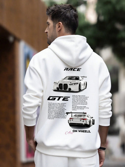 SXV Racing Enthusiast Essential! Men's Casual Racing Culture Element Printed Hoodie