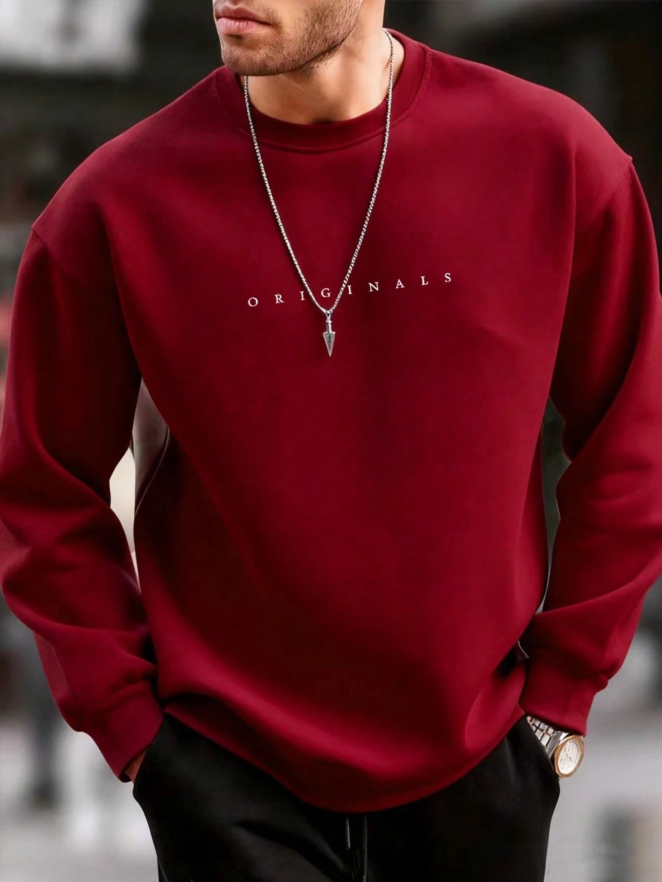 SXV Men's Letter Print Crew Neck Long Sleeve Casual Loose Fit Sweatshirt