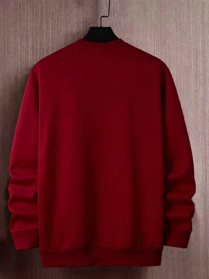 SXV Men's Letter Print Crew Neck Long Sleeve Casual Loose Fit Sweatshirt