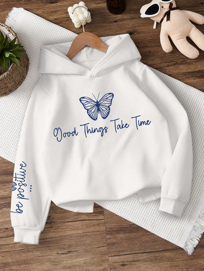 SXV 'Be positive butterfly’ Printed Cool Aesthetic Sweatshirt Hoodie