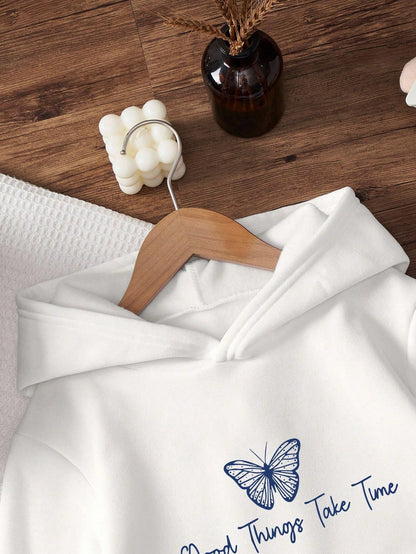 SXV 'Be positive butterfly’ Printed Cool Aesthetic Sweatshirt Hoodie