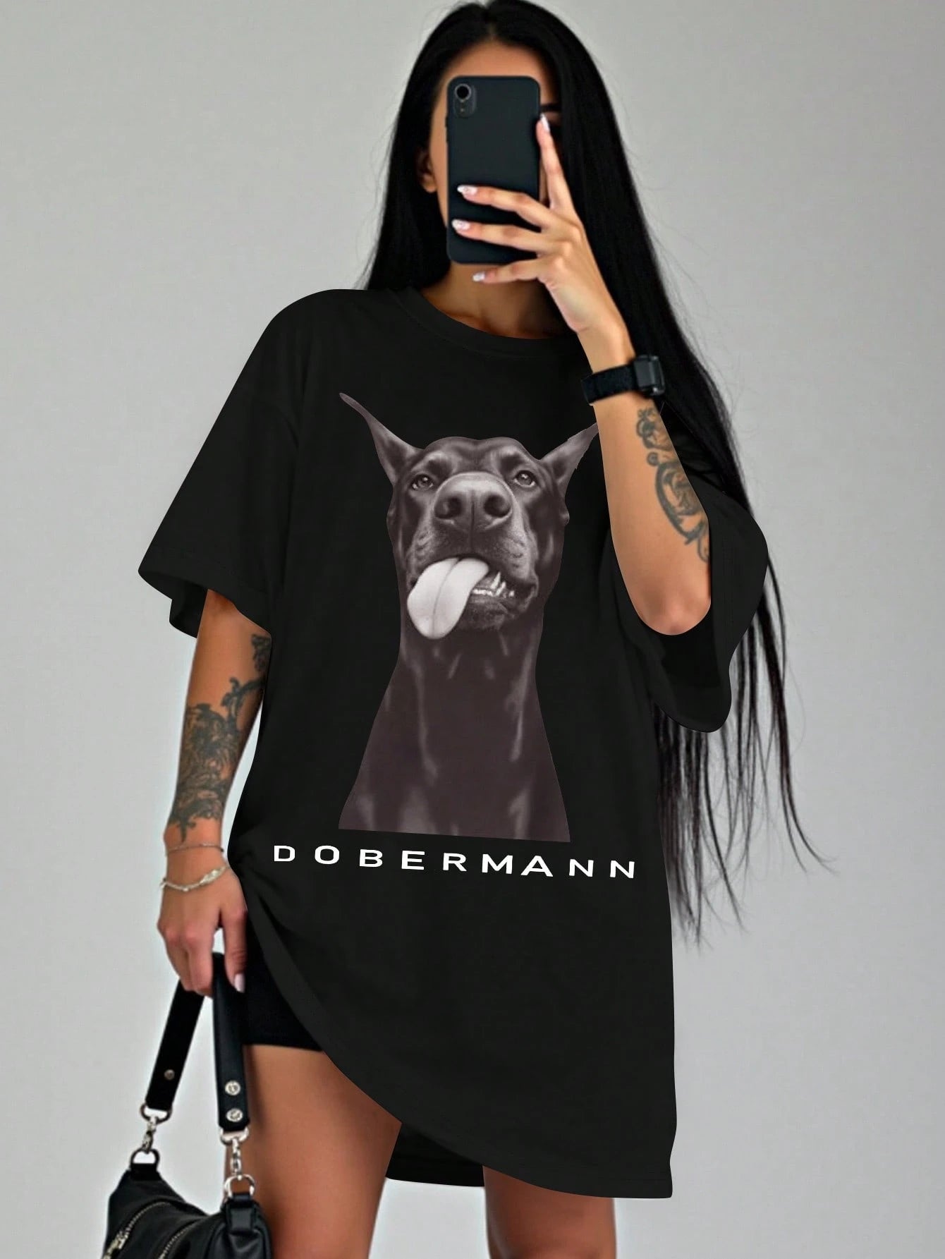 SXV Women's Cool Hip Hop Style Dobermann Dog Print T-Shirt