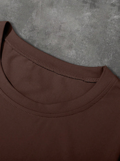 SXV DARK 96 Letter Print Cheongsam Pattern Round Neck Short Sleeve T-Shirt