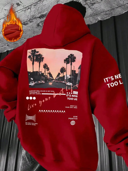 SXV Casual Street Highway English Slogan Graphic Print Hoodie