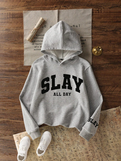SXV 'Slay all day’ Printed Cool Aesthetic Sweatshirt Hoodie