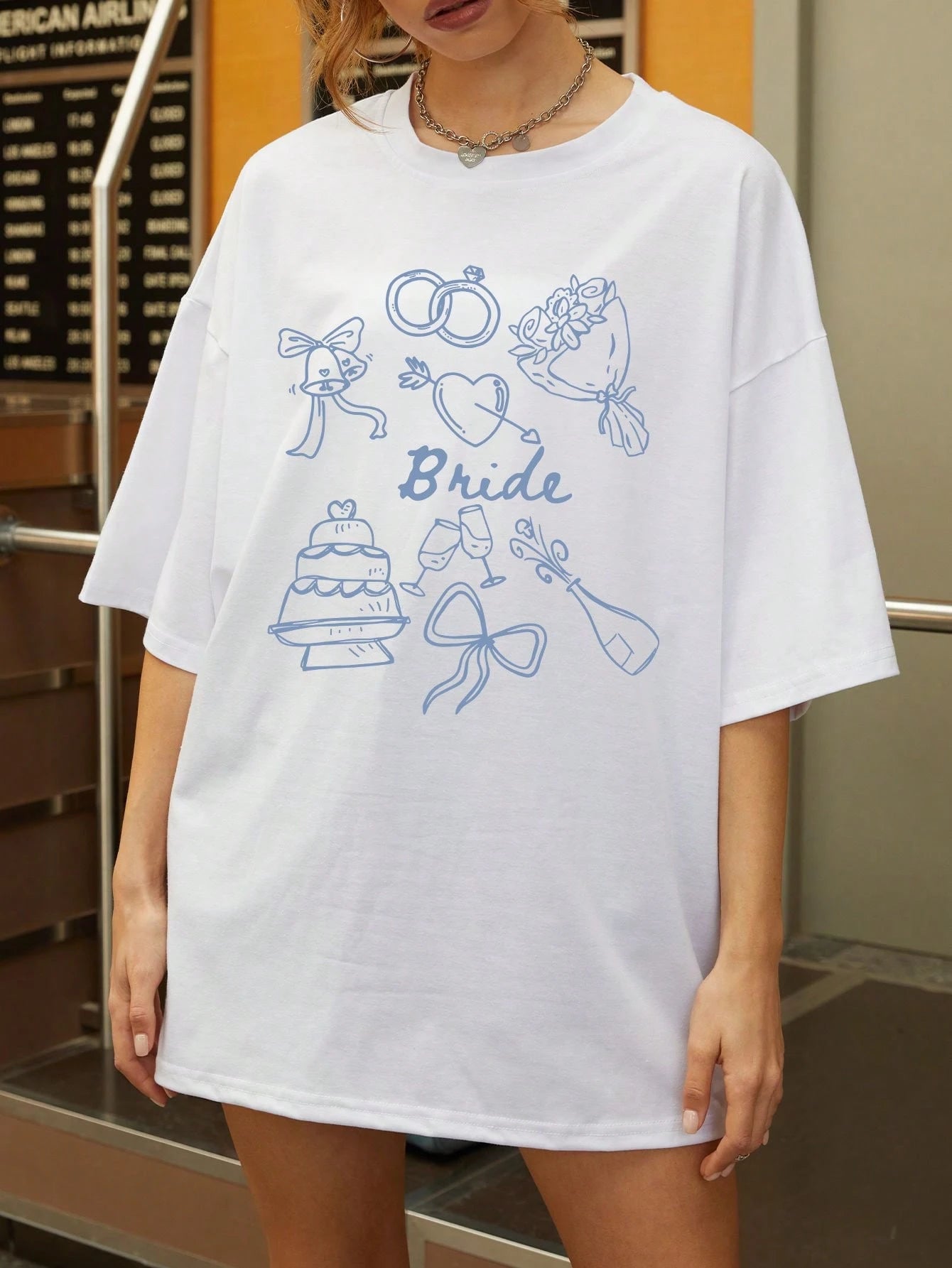 SXV Bride Text Design Casual Loose Fit Round Neck Short Sleeve T-Shirt, Bridal Party Gift, Wedding Season