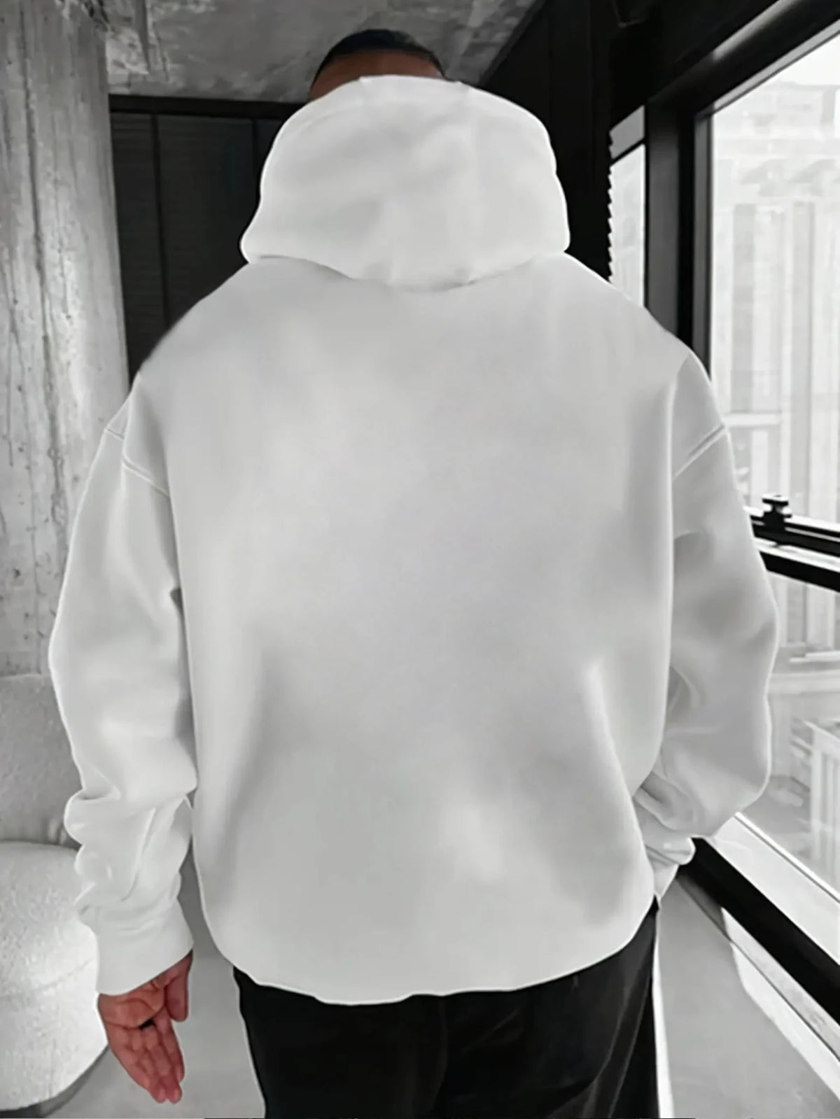SXV Men's Casual Minimalist Solid Color Kangaroo Pocket Drawstring Hoodie, Suitable For Daily Commute, Autumn