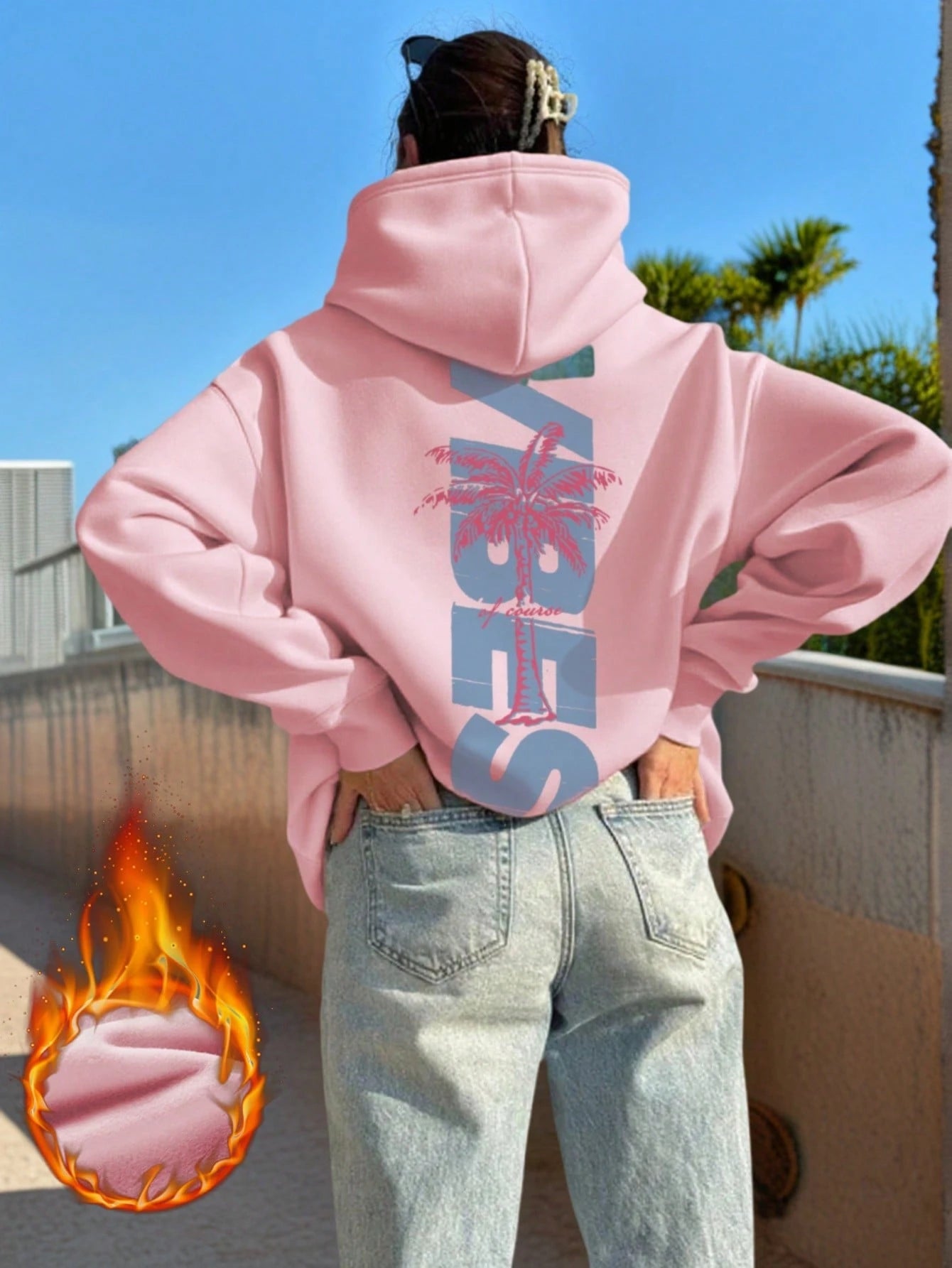 SXV Women's Winter Graphic Long Sleeved Drawstring Hoodie With Pocket