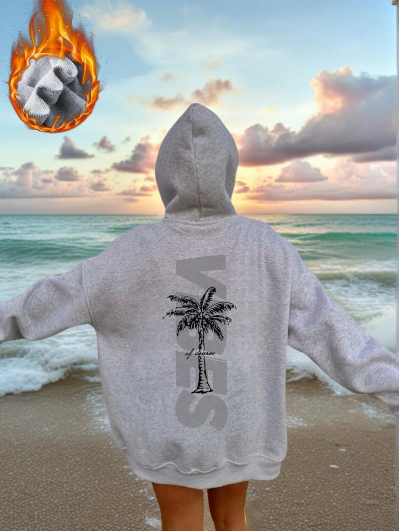 SXV Women's Winter Graphic Long Sleeved Drawstring Hoodie With Pocket