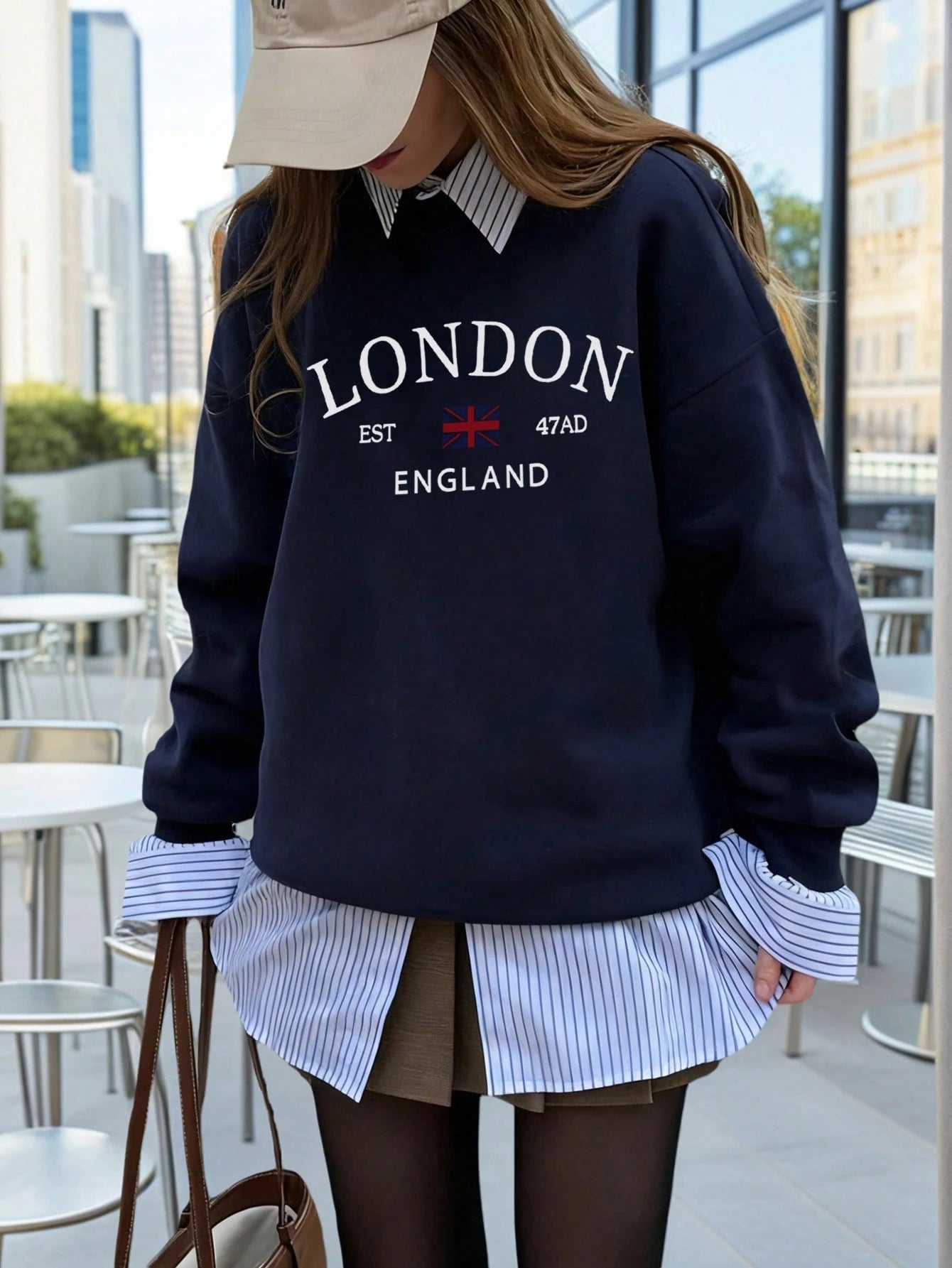 SXV Women's Casual Crew Neck Sweatshirt With Stylish Color Blocking