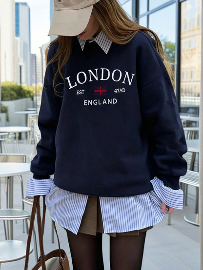 SXV Women's Casual Crew Neck Sweatshirt With Stylish Color Blocking