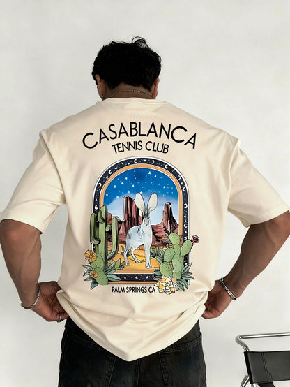 SXV 'casablanca’ Printed Cool Aesthetic Oversized Baggy T-shirt