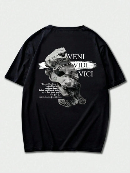 SXV Gothic Broken Statue Print Men's Loose Fit T-Shirt