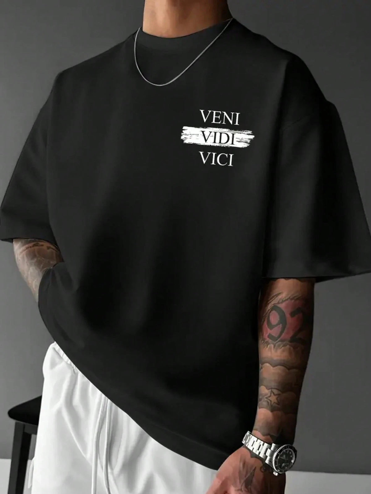 SXV Gothic Broken Statue Print Men's Loose Fit T-Shirt