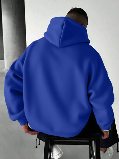 SXV NYC BROOKLYN Men's Letter Print Long Sleeve Pocket Drawstring Hoodie Sweatshirt