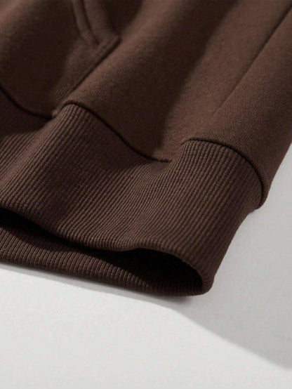 SXV NYC BROOKLYN Men's Letter Print Long Sleeve Pocket Drawstring Hoodie Sweatshirt