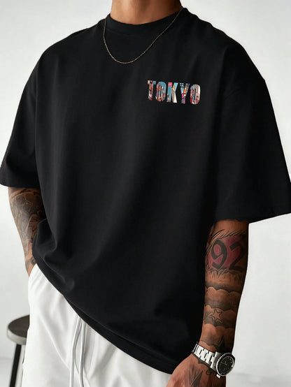 SXV TOKYO English Slogan & Tokyo Element Print Short Sleeve T-Shirt