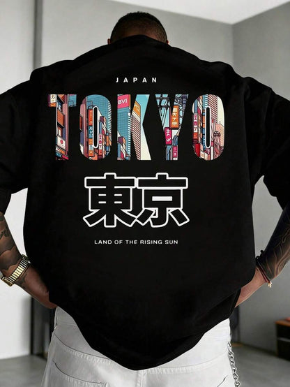 SXV TOKYO English Slogan & Tokyo Element Print Short Sleeve T-Shirt