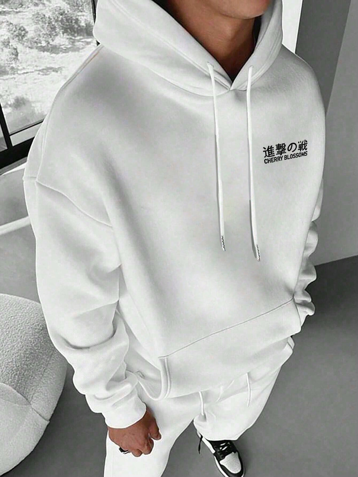 SXV Casual Fashionable Street Style Everyday Commute Japanese Anime Character Slogan Print Kangaroo Pocket Drawstring Hoodie