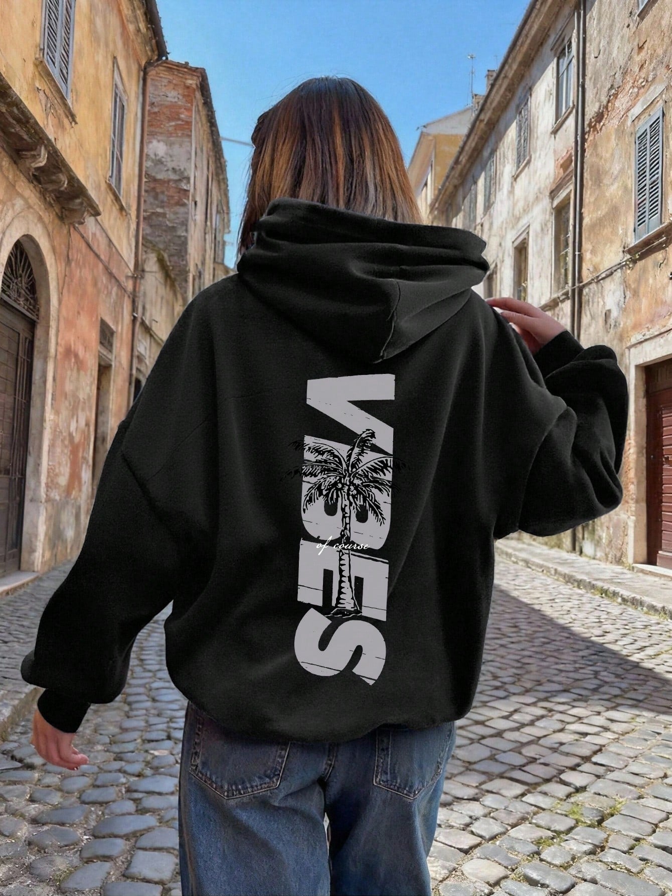 SXV Women's Winter Graphic Long Sleeved Drawstring Hoodie With Pocket