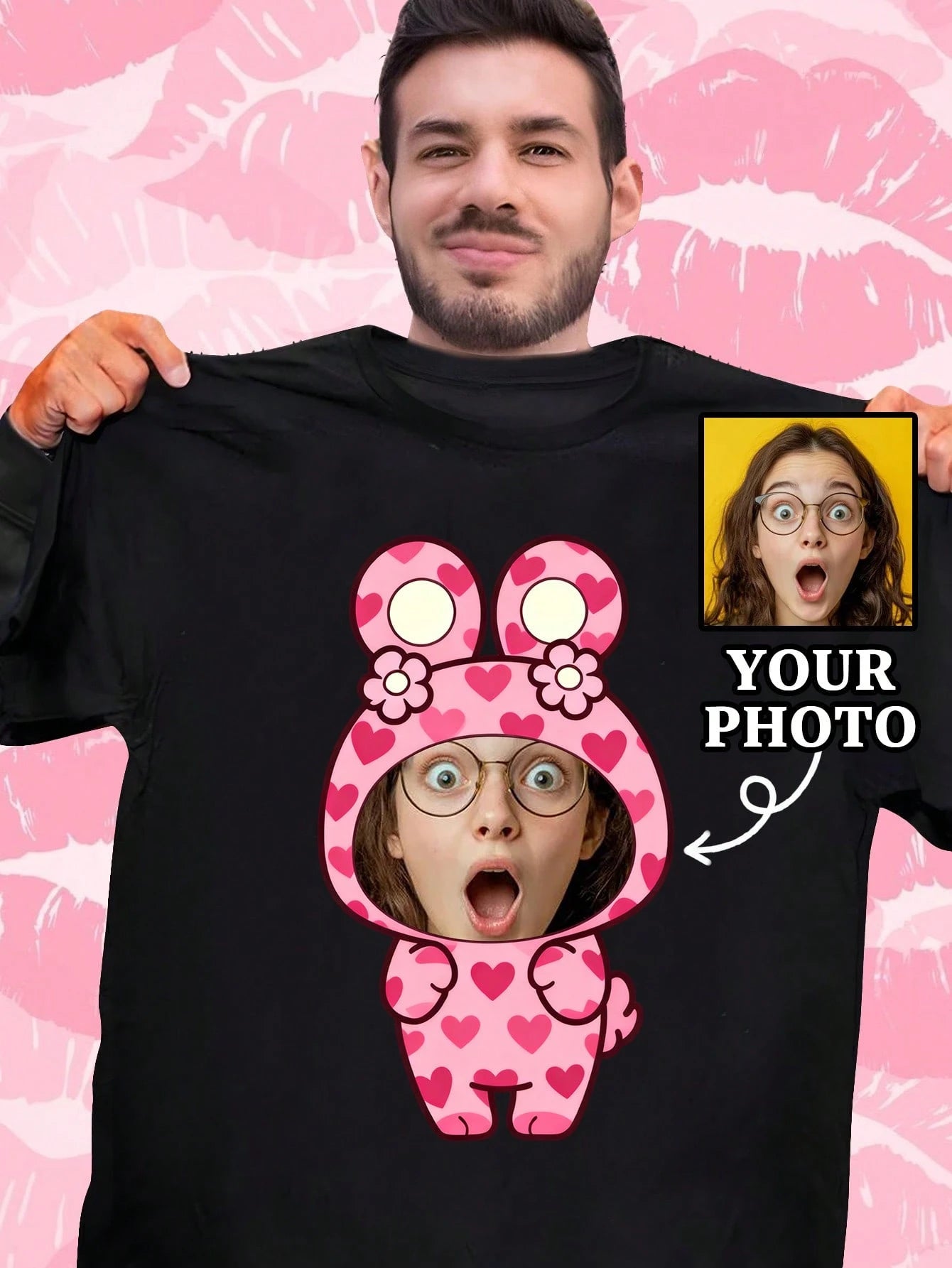 SXV Customized Short Sleeve T-Shirt With Face Print, Personalized Gift, DIY Gift - Add Your Own Portrait (Boyfriend