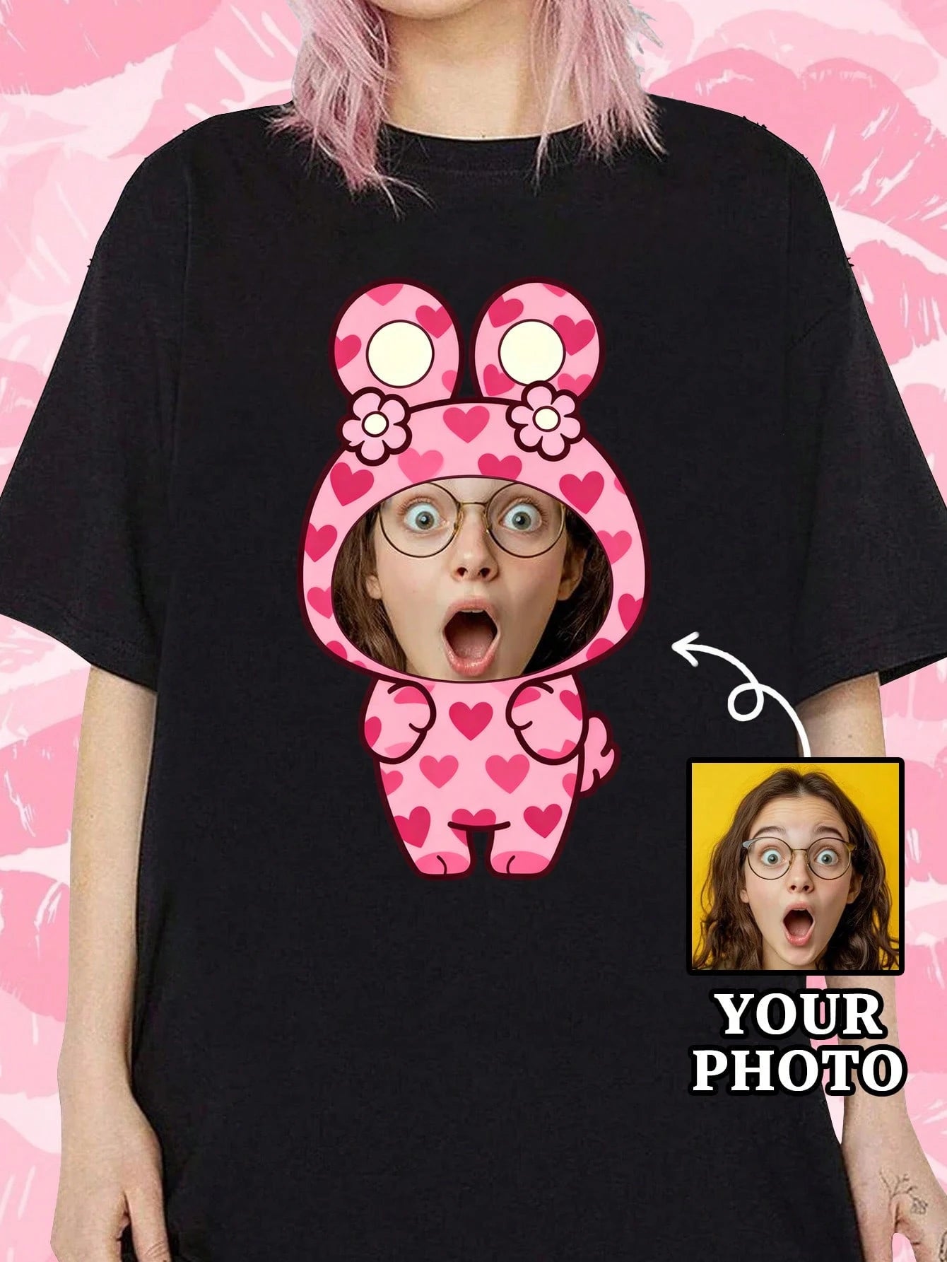 SXV Customized Short Sleeve T-Shirt With Face Print, Personalized Gift, DIY Gift - Add Your Own Portrait (Boyfriend