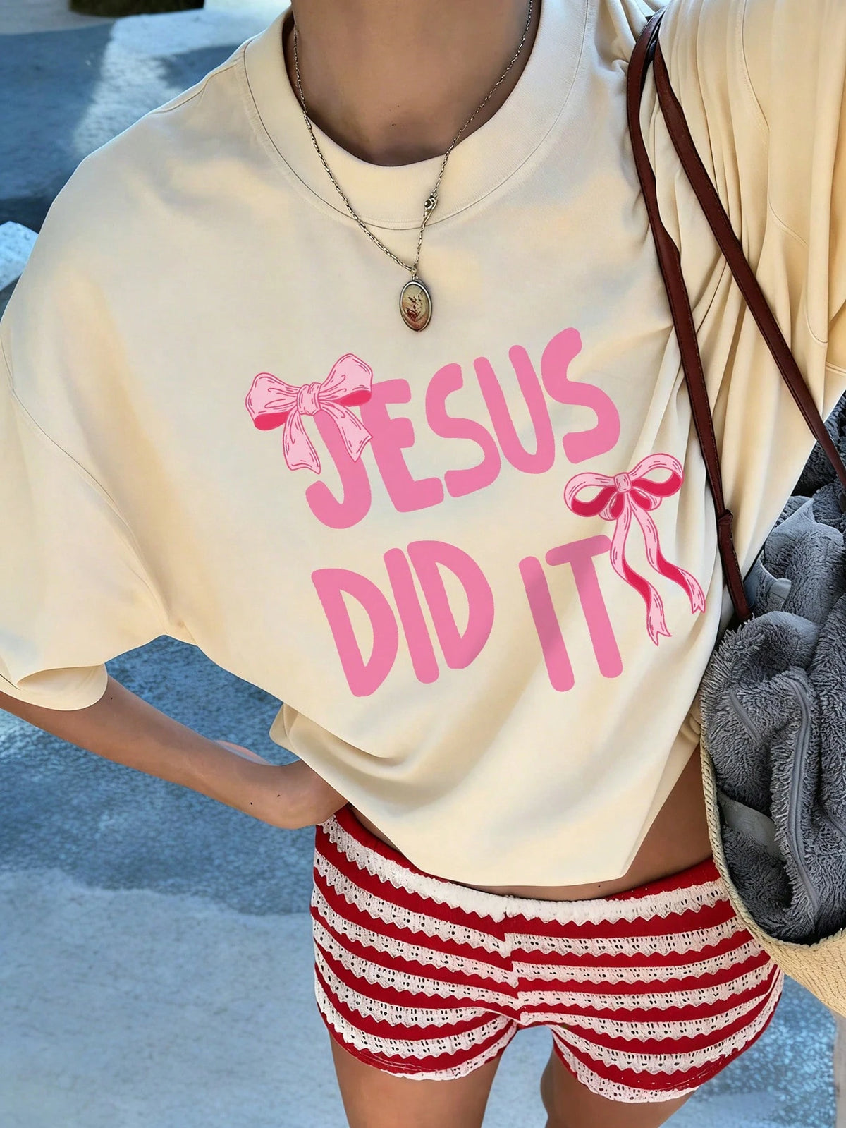 SXV JESUS DID IT Pattern T-Shirt, Japanese Style