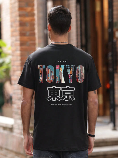 SXV TOKYO English Slogan & Tokyo Element Print Short Sleeve T-Shirt