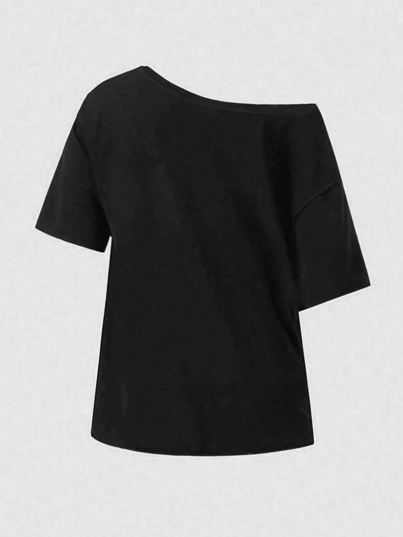 SXV Oversized Pentagram Graphic Print T-Shirt, Women Off Shoulder