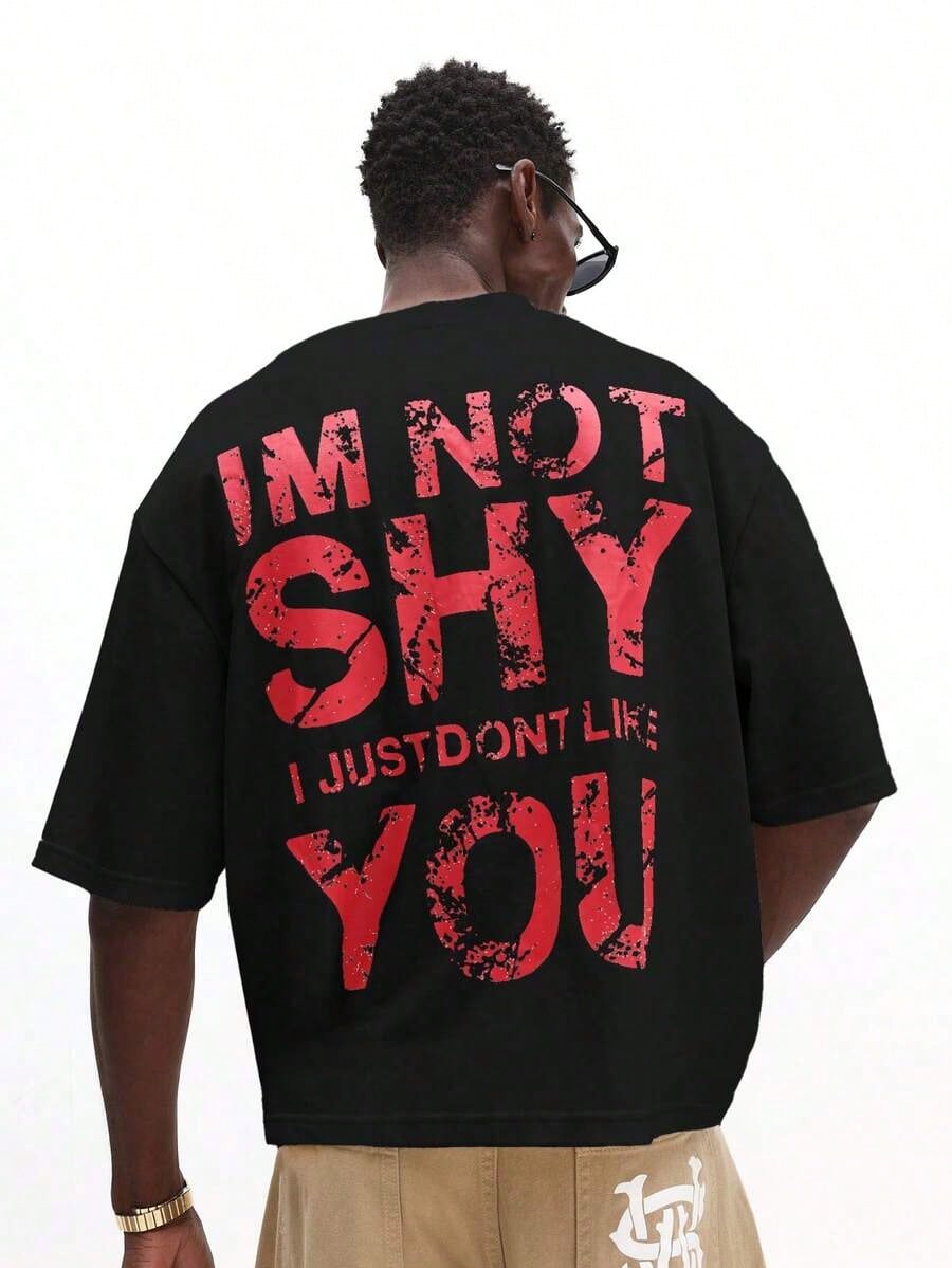 SXV 'IM NOT SHY’ Printed Cool Aesthetic Oversized Baggy T-shirt
