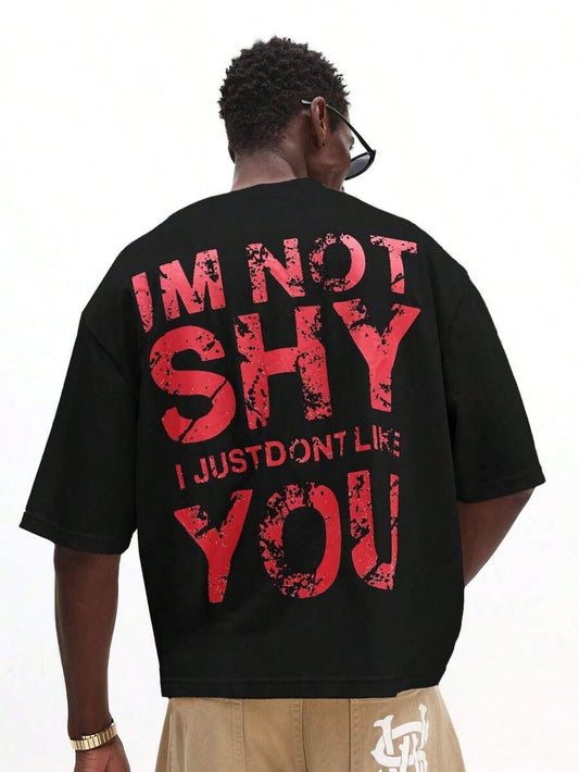 SXV 'IM NOT SHY’ Printed Cool Aesthetic Oversized Baggy T-shirt