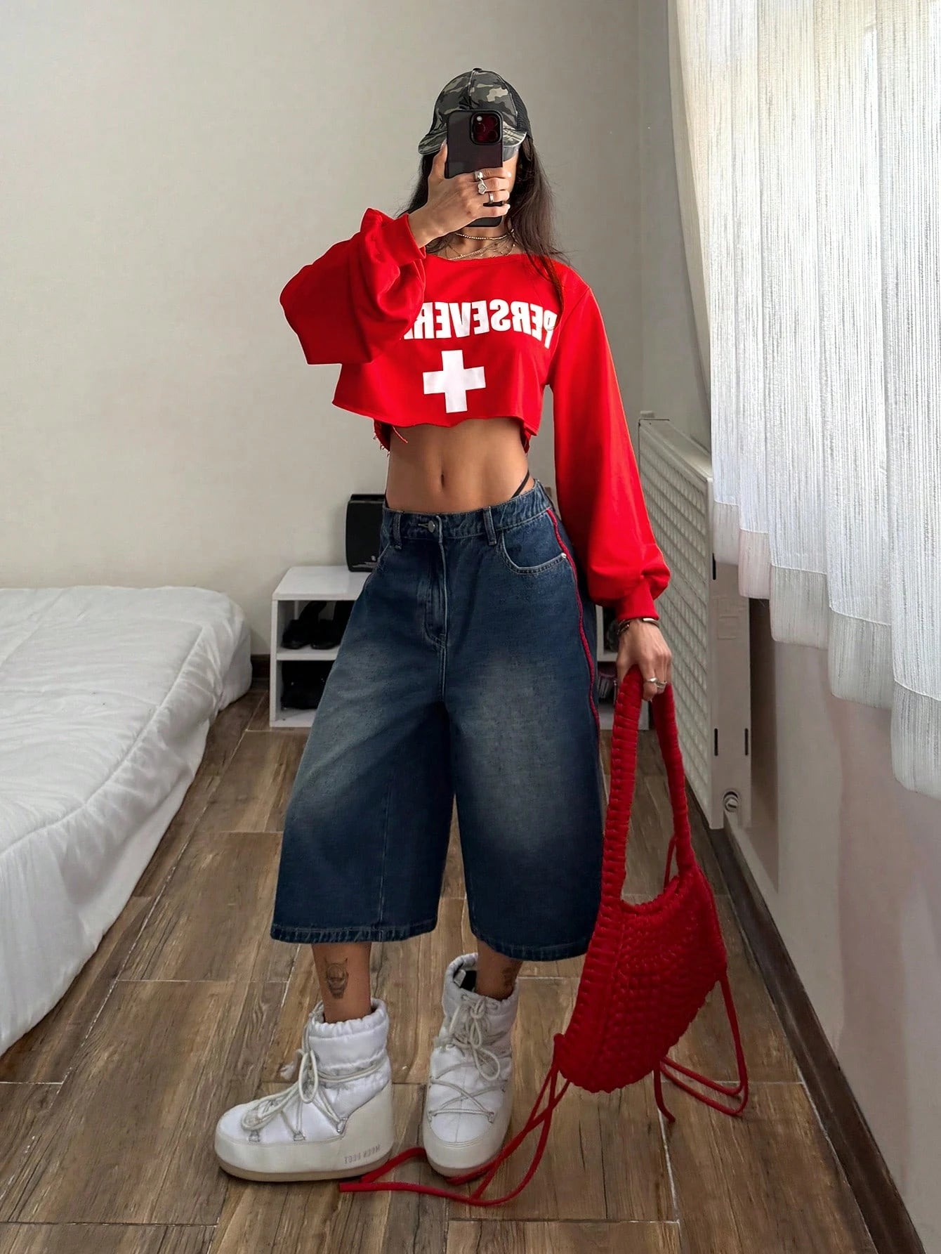 SXV Grunge Streetwear Punk Fitted Oblique Shoulder Off-Shoulder Long Sleeve Sweatshirt