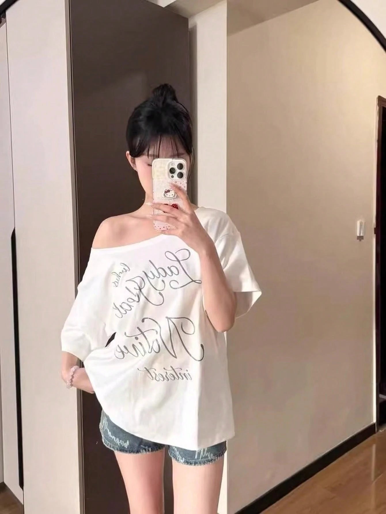 SXV off shoulder white women tshirt