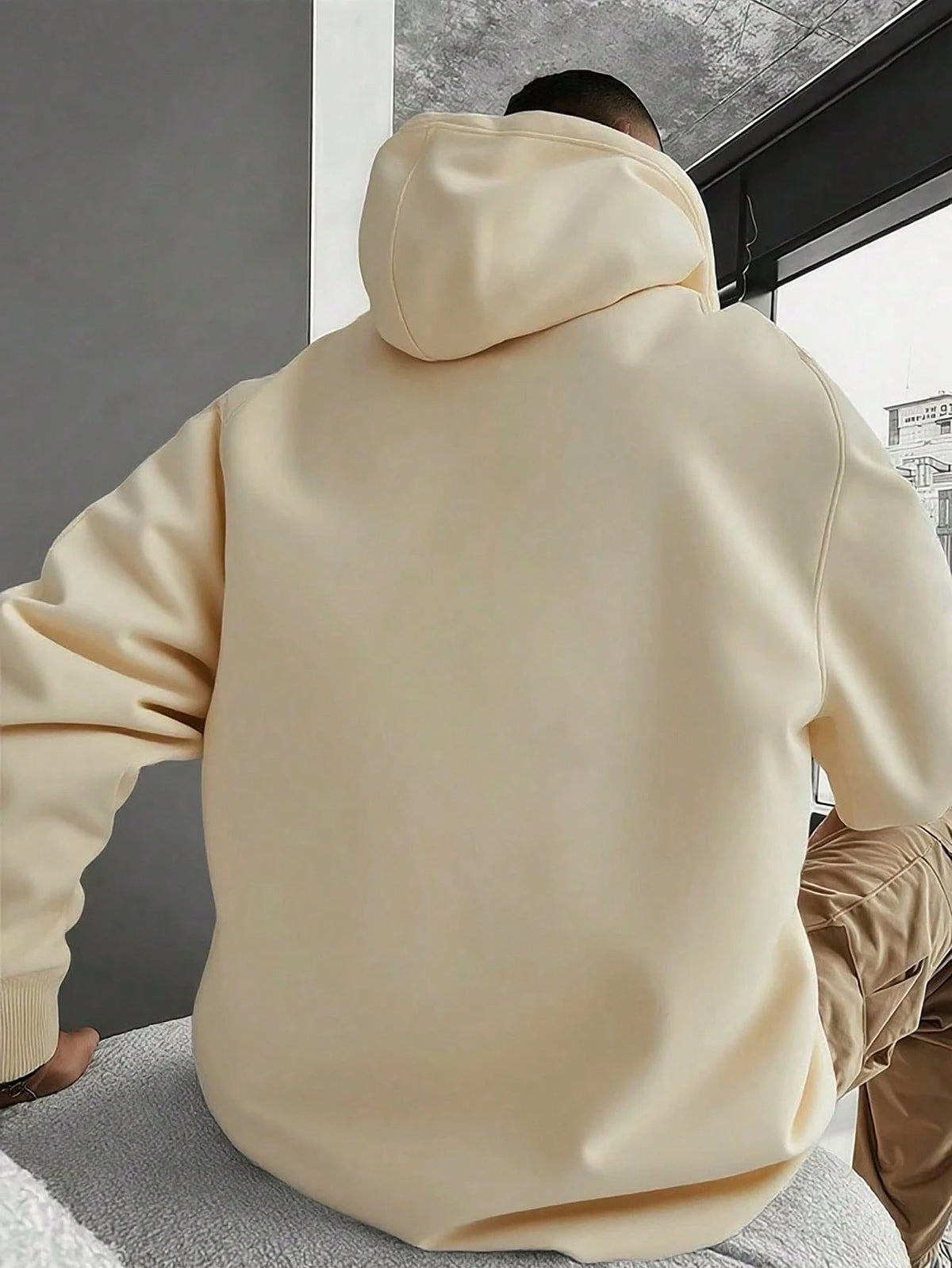 SXV Men's Casual Minimalist Solid Color Kangaroo Pocket Drawstring Hoodie, Suitable For Daily Commute, Autumn