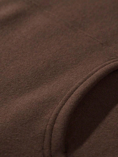 SXV Men's Casual Minimalist Solid Color Kangaroo Pocket Drawstring Hoodie, Suitable For Daily Commute, Autumn