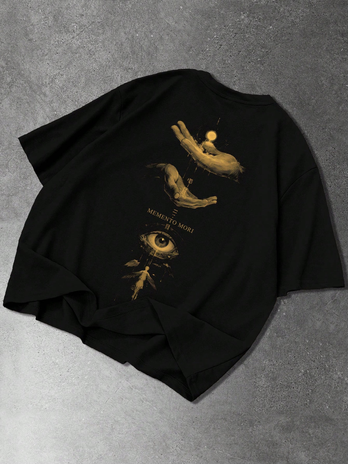 SXV Casual Commuter Eye & Letter Print Short Sleeve Black T-Shirt
