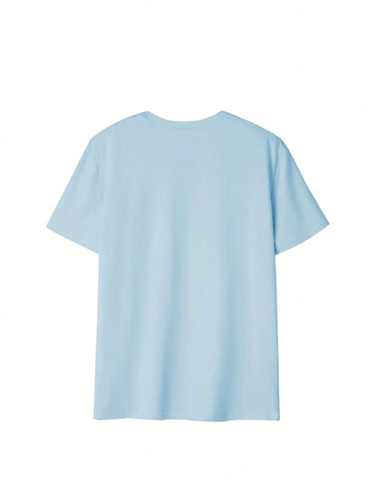 SXV Beach Star Coconut Shell Letter Print Round Neck Short Sleeve T-Shirt