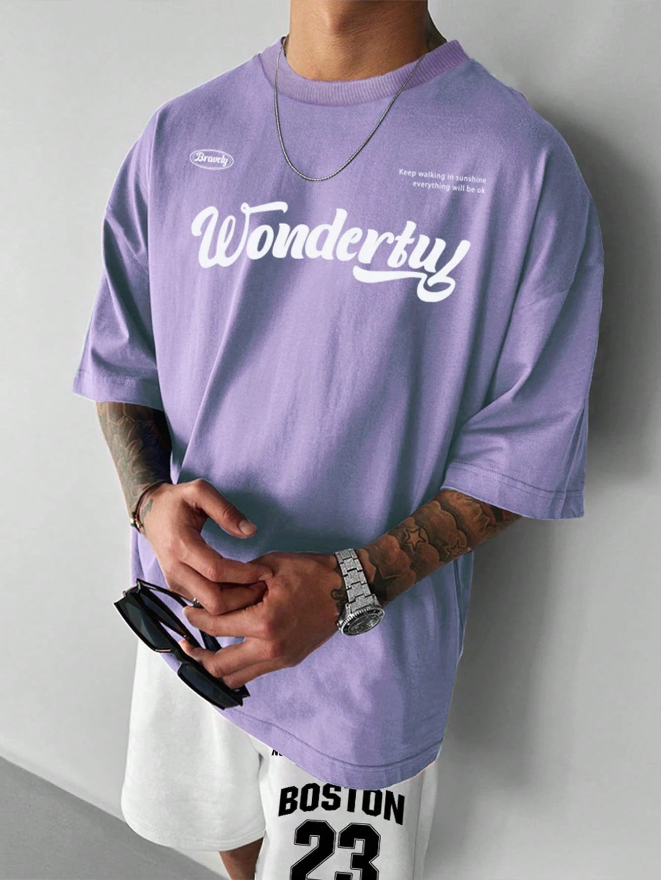 SXV Men Slogan Graphic Drop Shoulder Tee
