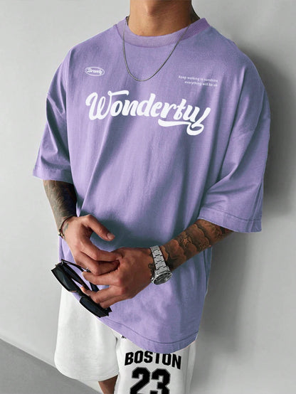 SXV Men Slogan Graphic Drop Shoulder Tee