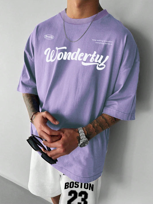 SXV Men Slogan Graphic Drop Shoulder Tee