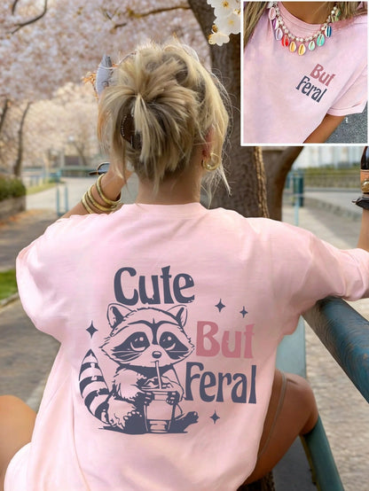 SXV Simple Cute But Feral Pattern Casual T-shirt