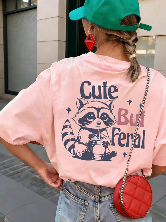 SXV Simple Cute But Feral Pattern Casual T-shirt
