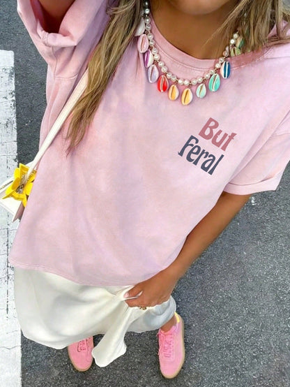 SXV Simple Cute But Feral Pattern Casual T-shirt