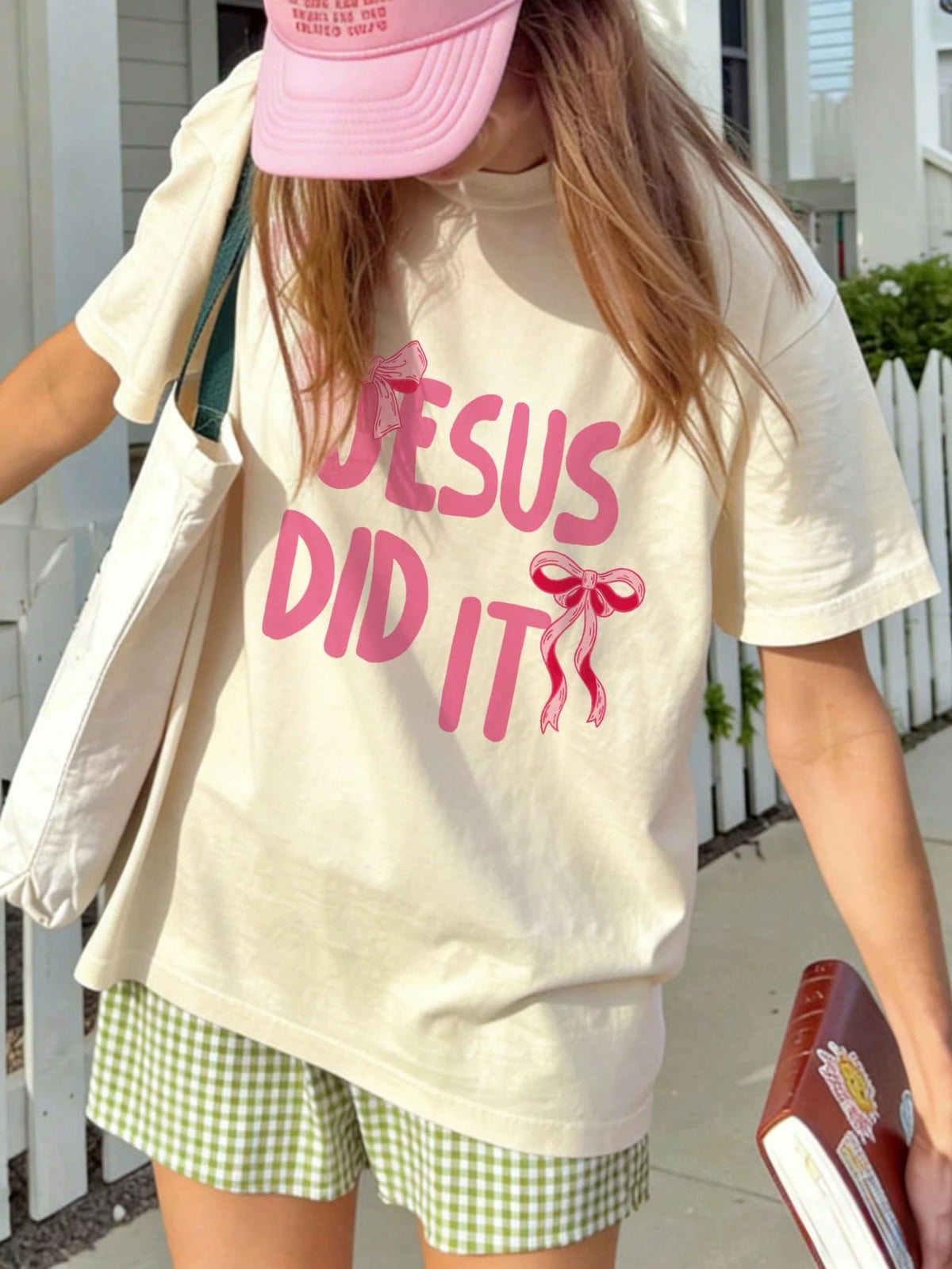 SXV JESUS DID IT Pattern T-Shirt, Japanese Style