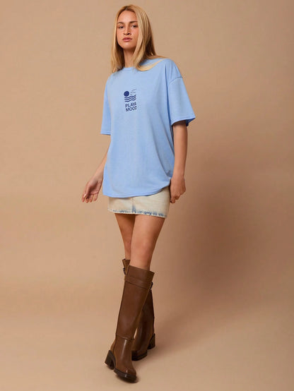 SXV 'ALL I NEED IS PLAYA MOOD’ Printed Cool Aesthetic Oversized Baggy T-shirt