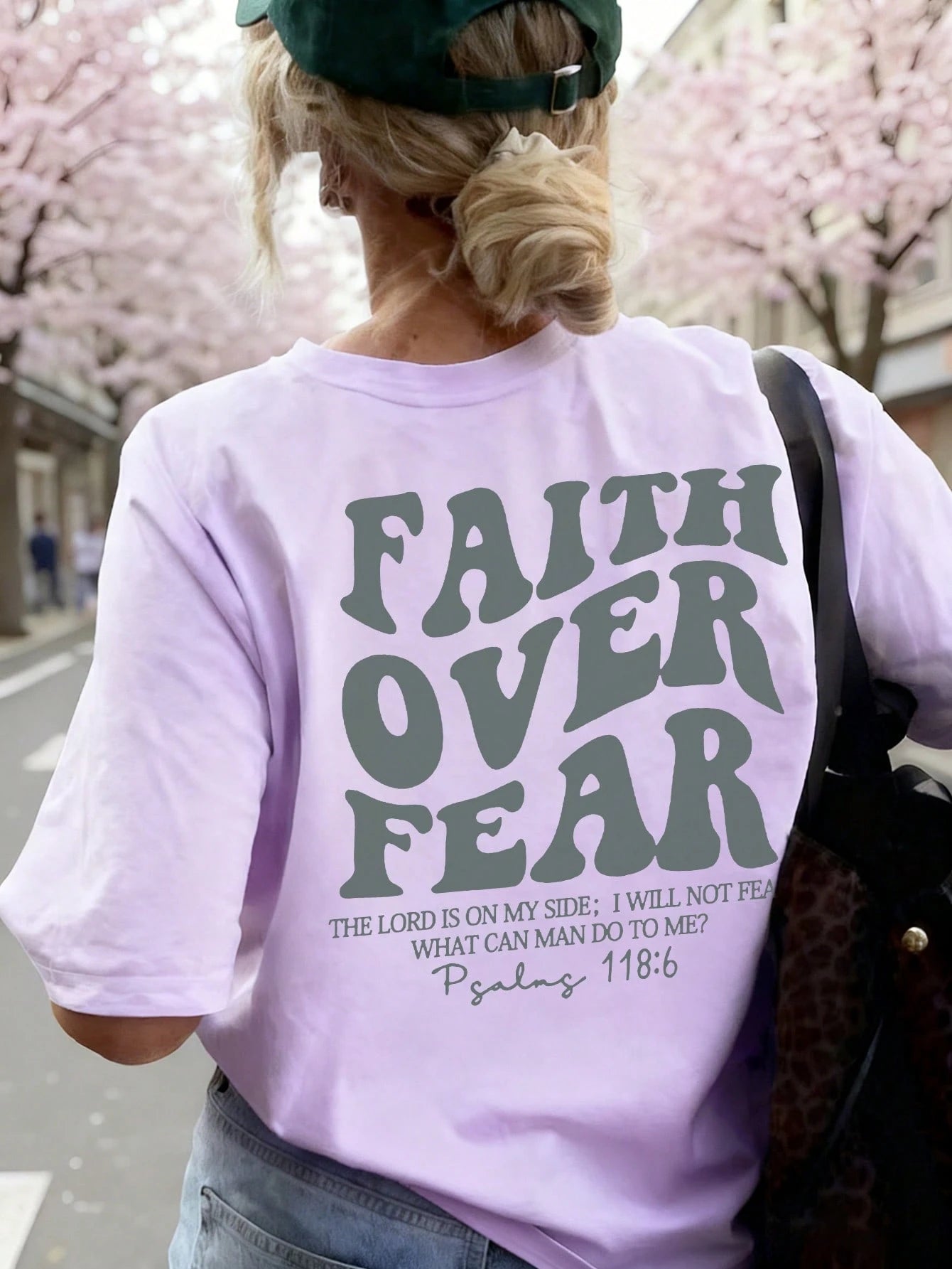 SXV Women's Belief Overcomes Fear Letter Print Casual Round Neck Short Sleeve T-Shirt